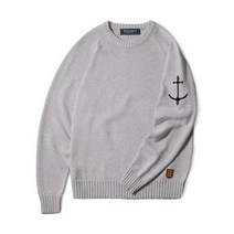 국내 정품 건지 울른스 Guernsey Woollens 나그랑 크루넥 코튼 스웨터 - 애쉬