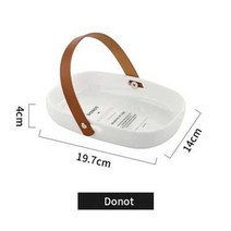 샐러드볼추천 이케아법랑 이케아파스타접시 법랑그릇 이케아접시 1 pcs 세라믹 식기 보관 배럴 과일 접시디스크 샐러드 그릇 가죽 손잡이 주방 장식 트레이 보관 용기, F