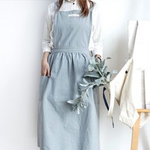 린넨 앞치마 Y-3 어린이집 카페 작업용 원예 주방, 카키