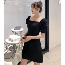 퍼프 소매 오프숄더 A라인 미니원피스