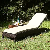 썬베드 비치 라탄 접이식 의자 야외 테라스 비치 수영장 론체어 선베드, 침대 단품