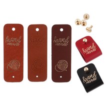 뜨개용 털실 니팅 라벨 태그 반접는 가죽라벨 핸드메이드택, 가죽보강재 1개, 탠브라운 골드