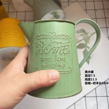 양철통미식레트로 옛 영어 다육분재 수납통 화통녹식원예 화분 촬영 소품, 레트로 녹색 주전자