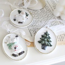 [바보사랑] 감성 골드라인 석고 오너먼트 (3type), 종류:루돌프, 상세 설명 참조