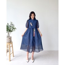 민한복 아멜리 여성 계량 철릭 원피스 여자 개량 퓨전 허리 치마 드레스 생활한복