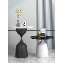 커먼테이블 사이드 거실 침실 원형 금속 고급, 짧은 흰색 바닥 + 흰색 돌