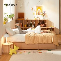 트루베퍼니처 누보 무헤드 빅서랍 수납침대 프레임 SS(매트리스포함/독립스프링), 화이트/그레이+독립스프링매트리스