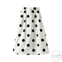 도오빠 여성 도트 롱 스커트 플레어 밴딩 치마 A라인 레트로 땡땡이 봄 여름 여자롱스커트 프리사이즈