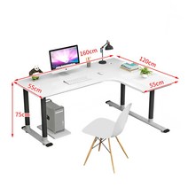 화이트 ㄱ자 기억자 코너 벽코너 기역자 모서리 테이블 L자책상 pc방컴퓨터, 160*120높이75우회전