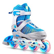PAPAISON Fly Knitting Upper Adjustable Illuminating Inline Skates for Boys and Girls with Full Light, 1
