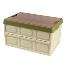 DFMEI 접이식 수납함 캠핑 차량용 접이식 박스 라지 정리함, 녹차녹색(뚜껑형), 30L/42*28.5*23.5cm