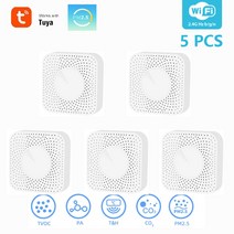 TuyaWifi 스마트 공기 품질 모니터 CO2 온도 습도 측정기 VOC HCHO PM2.5 가스 측정기 자동화 알람 장치, 05 5 피스S