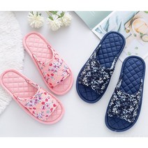 여자 꽃무늬 레트로 실내화 누빔 패브릭 슬리퍼