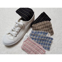 금사 체크무늬 여성중목 패션양말