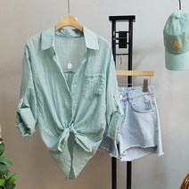 상상그이상 여성용 데일리 무지 파스텔 거즈 셔츠 남방 린넨 롤업셔츠 루즈핏남방 데일리룩 시원한여름남방