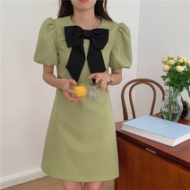 크럴 하객 키작녀 퍼프 미니원피스 블랙 그린 여름 피로연 아나운서 44사이즈 키작은여자쇼핑몰 르뚜앙