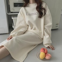 나염 포인트 겨울기모 편한 롱 원피스 5컬러 베이직