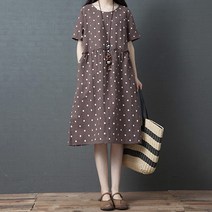 요나걸 여성 원피스 반팔원피스 미디원피스 A라인 스커트 임산부 강추 도트 땡땡이원피스 여자원피스 + 양말증정