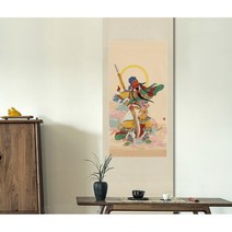 족자 두루말이 장군님 탱화 무속 종교 그림 인테리어 선물 장식 걸이, 족자44x100cm 그림34x68cm