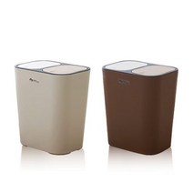 신화연플라스틱 앤 원터치 트윈 휴지통 15L, 베이지, 1개