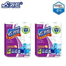 스카트 빨아쓰는 행주 항균 롤 키친타올 36매 2롤 x 2개 일회용 부직포 여러번 주방 위생 여름철 냄새 해결 47602-02