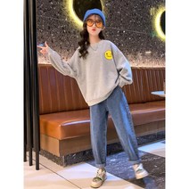 클로이클로젯 스마일케쥬얼 초등 여아 초등 주니어 등교룩 우리아이 데일리룩 케쥬얼 맨투맨 편한 바지세트
