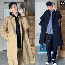 남성용 트렌치코트 캐주얼 롱코트 루즈핏 아우터 빅사이즈 봄가을