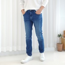 로니제이 남자 4XL까지 빅사이즈 청바지 슬림 일자핏 히든밴딩 데님 팬츠