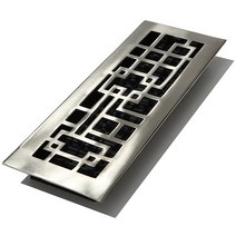 Decor Grates AB414 SB 10.2cm x 35.6cm 추상 바닥 레지스터 새틴 황동 마감의 솔리드, Brushed Nickel_2x12 Inches