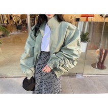 캐주얼 항공점퍼 소매 셔링 스트링 바람막이 야상 바람막이 집업 오버핏 2col