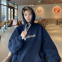 미국 후드티 오버핏 대학생 남자 흰색 프린팅 후드티셔츠 H5