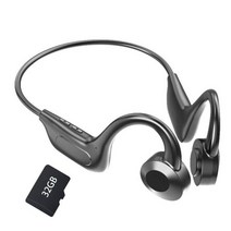 골밀도이어폰 골전도블루투스이어폰 골전도이어폰 마이크 지원 tf sd 카드가있는 방수 무선 블루투스 호환 헤드폰을 실행하는 골전도 이어폰 스포츠, 이어폰에 32GB SD 추가