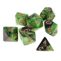GHSHOP RPG 보드 게임을 위한 7 조각 다면체 주사위 교체, 그린 블랙, 1.6cm, 아크릴
