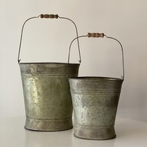빈티지 양철 손잡이 롱바스켓, M, 1개