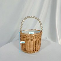 라탄바구니귀여운 진주 미니 밀짚 핸드백 여성용 바구니 가방 등나무 짠 해변 스트링 지갑, 02 large size