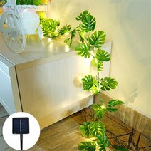 태양 인공 잎 Led 문자열 꽃 조명 화환 크리스마스 장식 야외 방 커튼 램프 웨딩 파티 정원, [01] 1-Green leaf rattan, [03] 10M 100LEDS