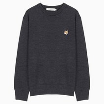 MAISON KITSUNE 21FW 메종키츠네 폭스헤드 패치 엔트러사이트 울 니트 FM00528KT1036 AN