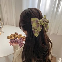 오슈 여름 베이직 여친룩 깅엄 체크 리본 집게핀