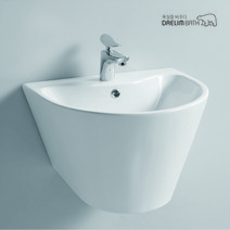 CL-382/대림바스/평면붙임세면기/반다리세면기/일체형세면기/욕실세면대, 자동, P자트랩 (벽배수), 추가안함