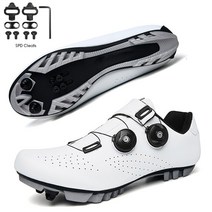 싸이클 슈즈 신발 남녀공용 사이클링 스니커즈 플랫 슈즈 클리트 자동 잠금, 없음, MTB white cleats+43
