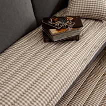 헬로베딩 세미마이크로 어반체크 누빔 쇼파패드 (2인 3인 4인 돌쇼파패드), 모카브라운