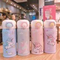 CTT 품질 보증 유니콘 스테인레스 보틀 보온병 350ml 500ml 여행 찻잔 차 커피 보온병 워터 컵|진공 병, 블루350