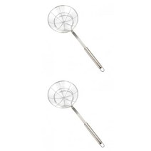 2x 주방 스파이더 스트레이너 스키머 아시아 스트레이너 국자 14cm 18cm, 스테인레스 스틸, 은