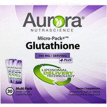 Aurora Nutrascience Micro-Pack+ Glutathione 500 mg 30 Packets 0.34 fl oz (10 ml) Each, 300ml, 1박스