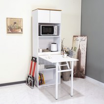 데코라인 앨브 주방 접이식식탁 렌지대 키큰장 600, 화이트멀바우