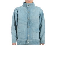 전신 용접 작업복 앞치마 소가죽 불연재료 불똥방지 보호복 방열복 목공, XXXL, 블루 풀 가죽 탑