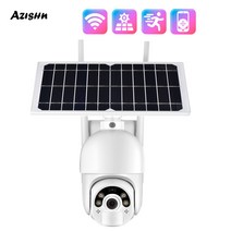 태양광 패널 인버터 설치 태양열 AZISHN- 전지 IP 카메라 10 0P WiFi/4G PTZ 야외 4 배 디지털 줌 무선 양방향 감시 CCTV 카메라, 4G Camera 32G, 3.6mm