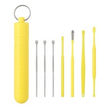 귀 클리너7PCS 귀 청소기 귀지 제거 도구 Earpick 큐렛 재사용 가능한 왁스 리무버 스프링 스푼 클렌, 02 Yellow