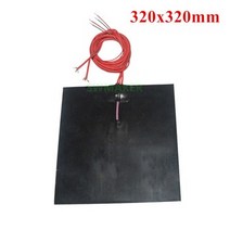 [해외] 320X320MM 검은 실리콘 고무 난방 패드 320*320 부동액 히터 3D 프린터 열 침, 220V 500W 빨간