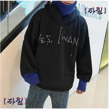 남성 티셔츠 2컬러 캐주얼 남친룩 오버핏 자수 후드티